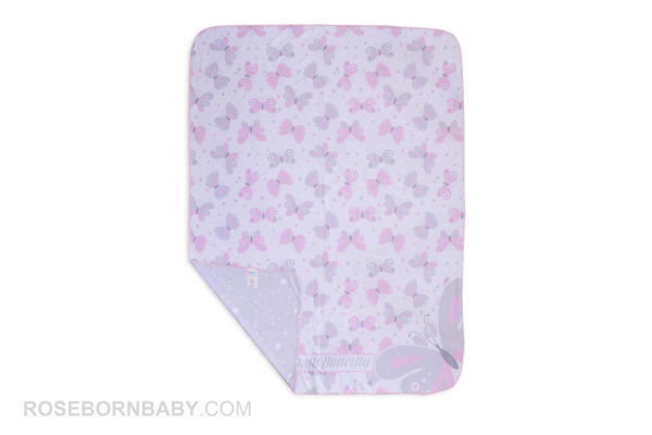 Picture of cotton swaddle blanket gray and pink butterfly