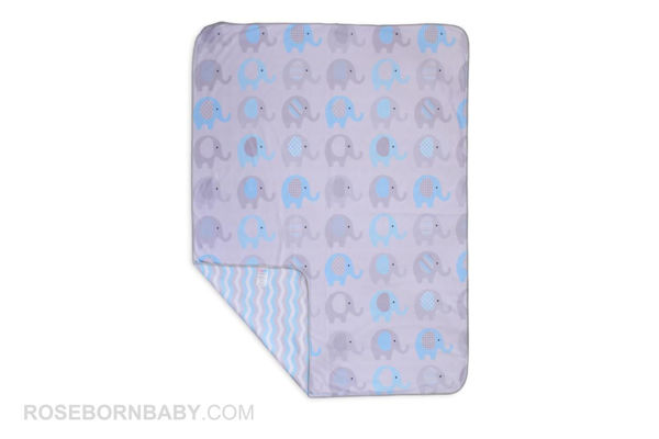 Picture of cotton swaddle blanket blue elephant