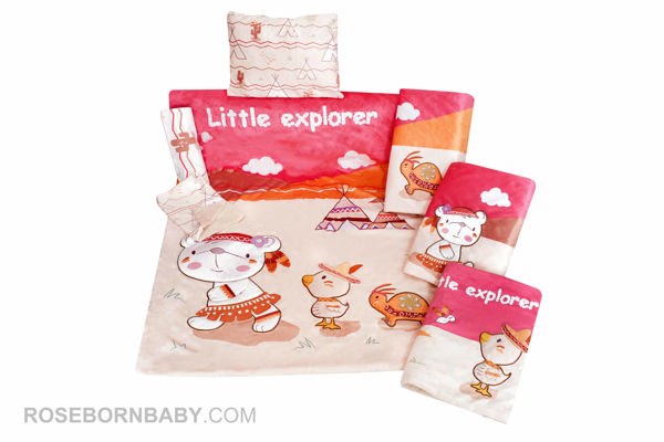 Picture of 7 pieces nursery bedding set little explorer girl