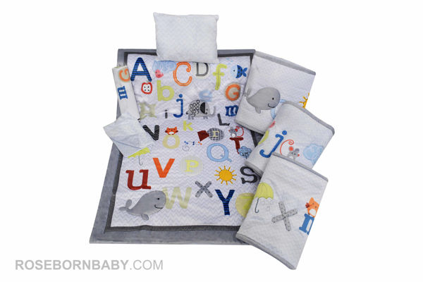 Picture of 7 pieces nursery bedding set magical alphabet