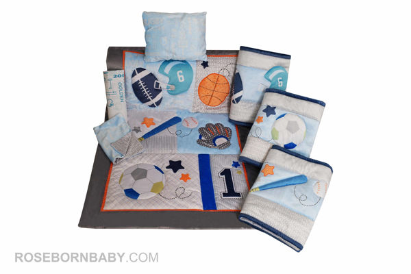 Picture of 7 pieces nursery bedding set star game blue