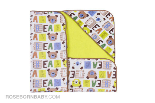 Picture of Hooded swaddle blanket green bear head