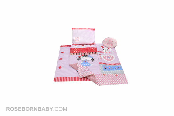 Picture of 4 pieces nursery crib set cute girl