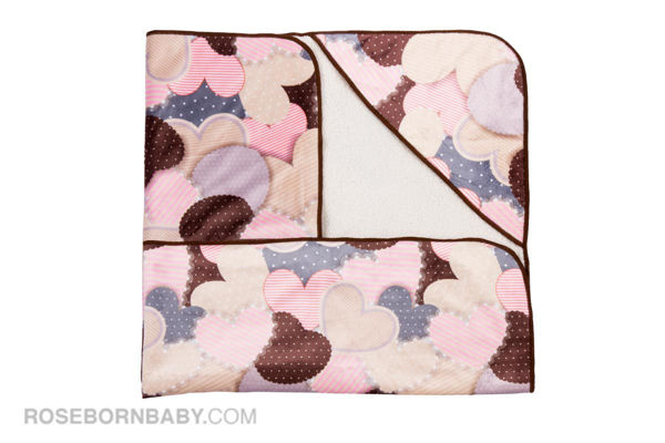 Picture of Hooded swaddle blanket cream and brown heart