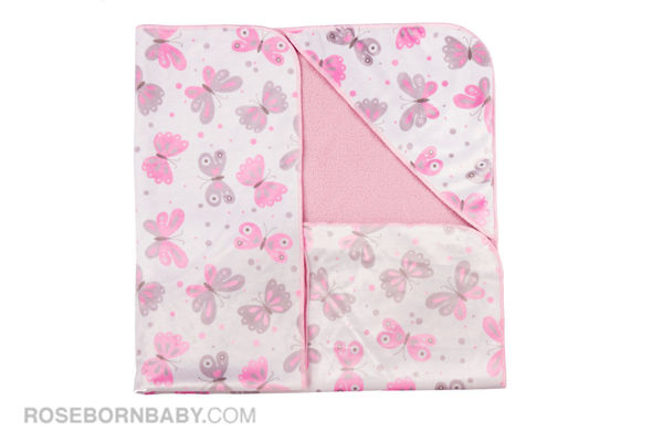 Picture of Hooded swaddle blanket gray and pink butterfly