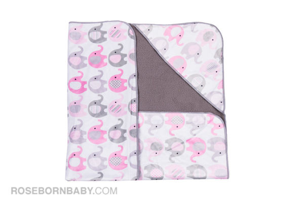 Picture of Hooded swaddle blanket blue elephant