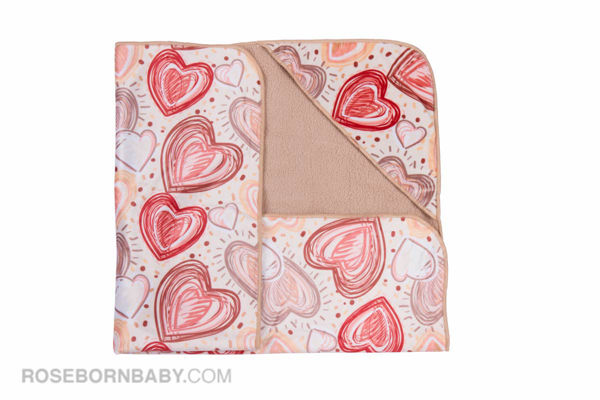 Picture of Hooded swaddle blanket red line heart