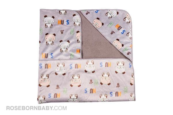 Picture of Hooded swaddle blanket bear & footprints