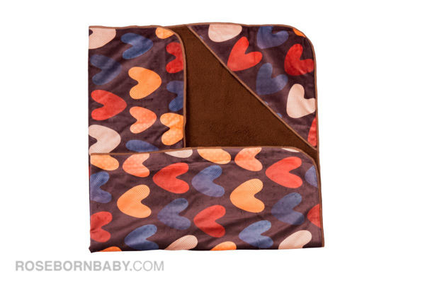 Picture of Hooded swaddle blanket full colored hearts
