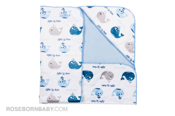 Picture of Hooded swaddle blanket Jade and gray whale