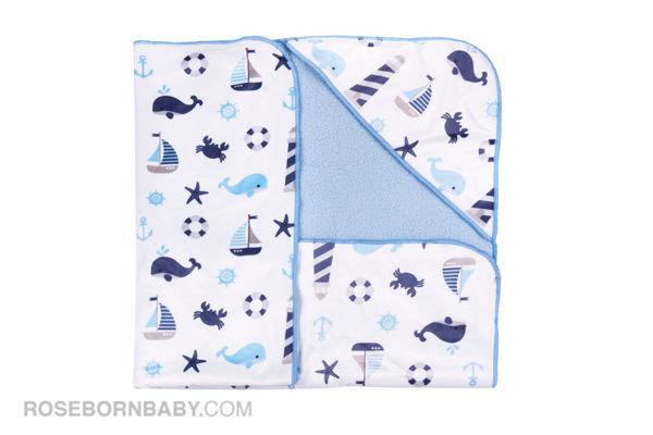 Picture of Hooded swaddle blanket lighthouse and whale