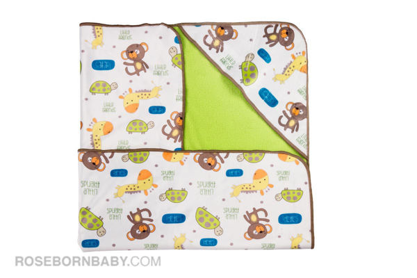 Picture of Hooded swaddle blanket monkeys & giraffes