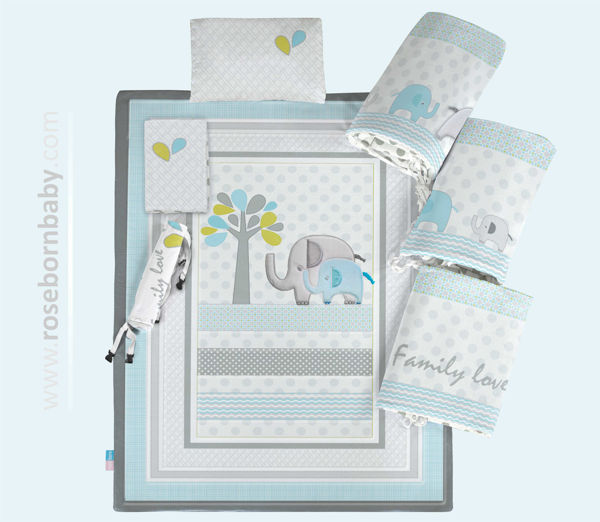 Picture of 7 pieces nursery bedding set family love boy